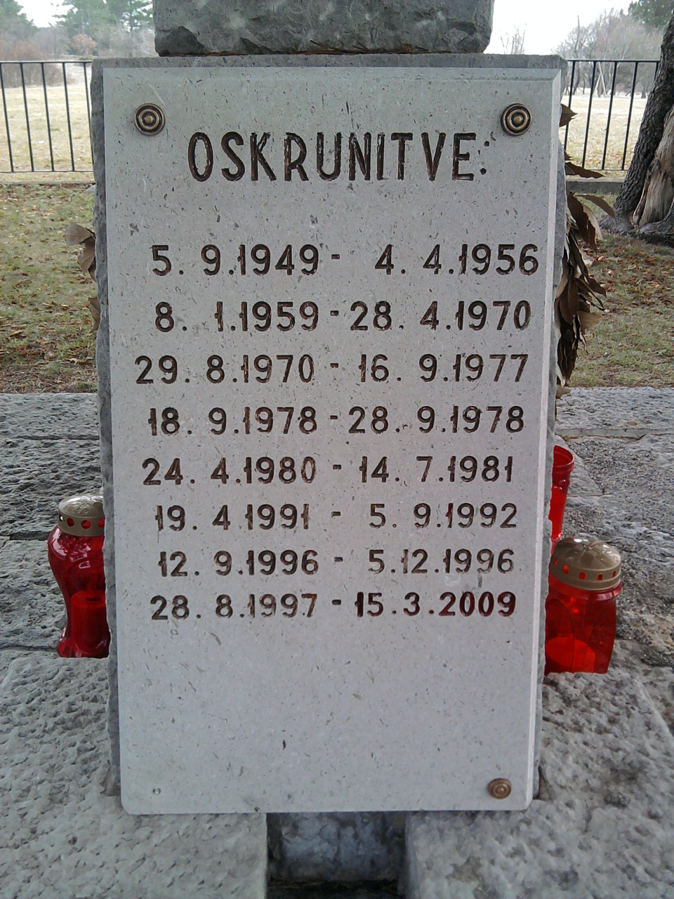Seznam skrunjenj na Bazovici do leta 2011